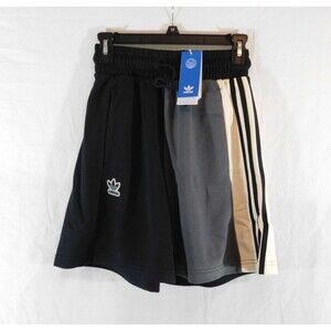 Adidas Originals 3 Stripe  French Terry Shorts w Pockets  XS Black Colorblock